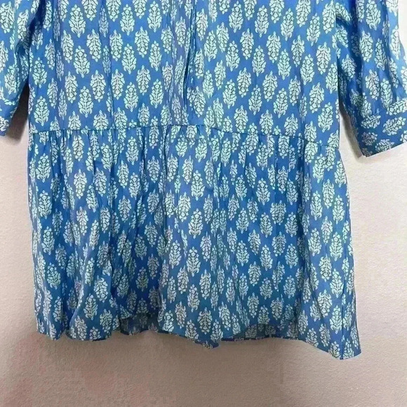 ZARA NWT WHITE BLUE PRINT SHORT DRESS V NECK SIZE Large - Picture 5 of 9